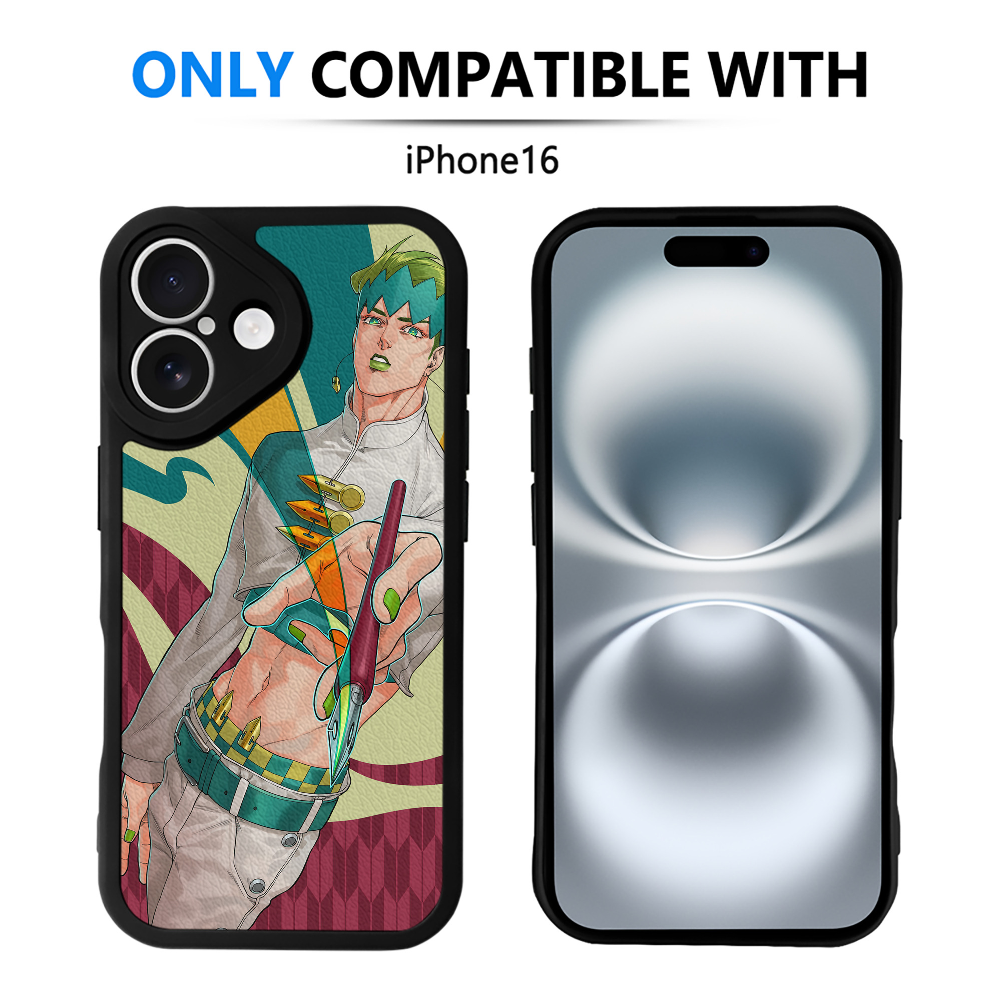 （画像用） ジョジョの奇妙な冒険 JoJo's Bizarre Adventure 【iPhone 16シリーズ対応】シリコンスマホケース（レザー調） 材質：シリコン